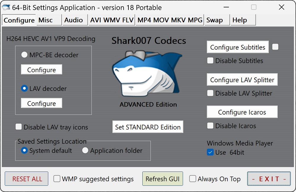 Shark007 Codecs v18.1.7 x64 Portable